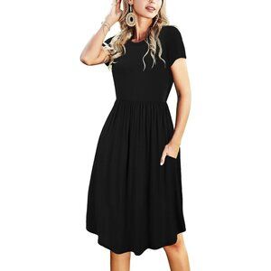 Women's Summer Pockets Teacher Work Casual Midi Dresses